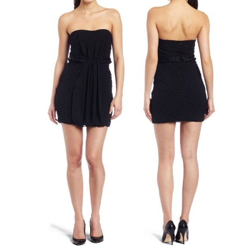 BCBGeneration Strapless Pleated Bubble-Hem Cocktail Dress | Size 0 - Picture 2 of 13